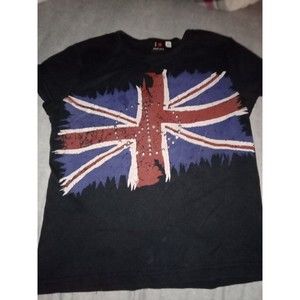 Vintage England flag studded peace sign tee Union Jack UK size XL kids women SM